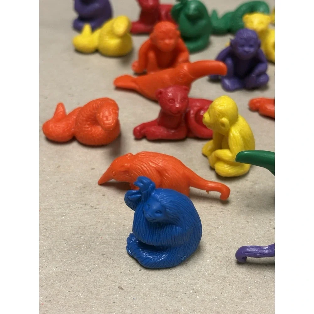 Vintage Lot Of 25 Rubber Mini Safari Animal Figures Counters Math Manipulatives